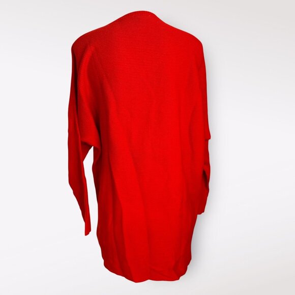 Denim & Co V Neck Sweater Tunic with Pockets Red - Picture 4 of 6